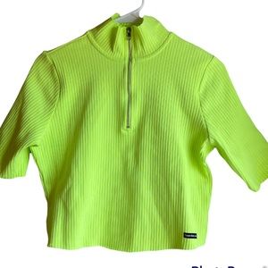 Calvin Klein Zip Front Mock Neck Green Sweater.